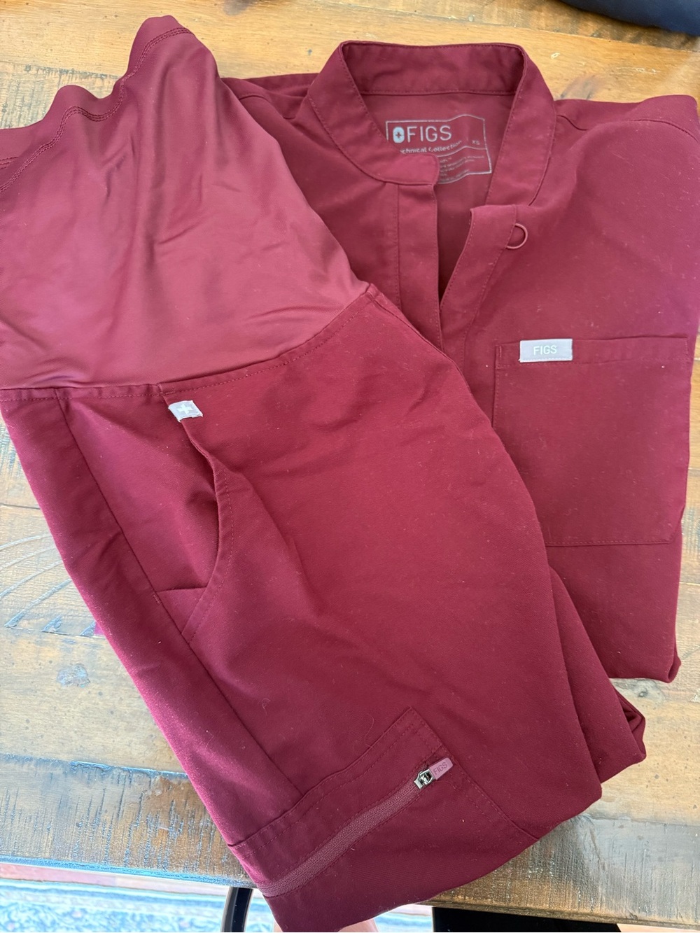 FIGS Wine Red Maternity Scrub Set